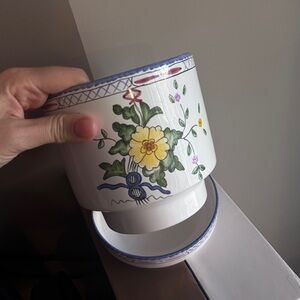 vintage Tiffany & Co. "Lisbon" hand-painted ceramic cachepot planter pot